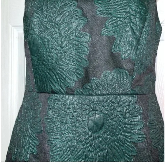 Anthropologie Emerald Green Hidden Blooms Sheath Dress Sz 6 - Picture 6 of 13